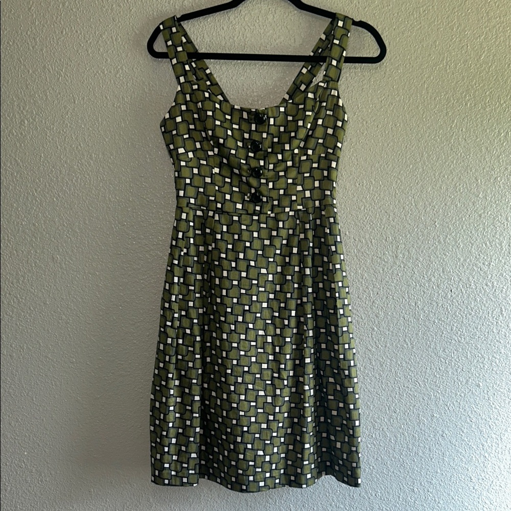 Milly of New York Olive Green Geometric Midi Dress 💚